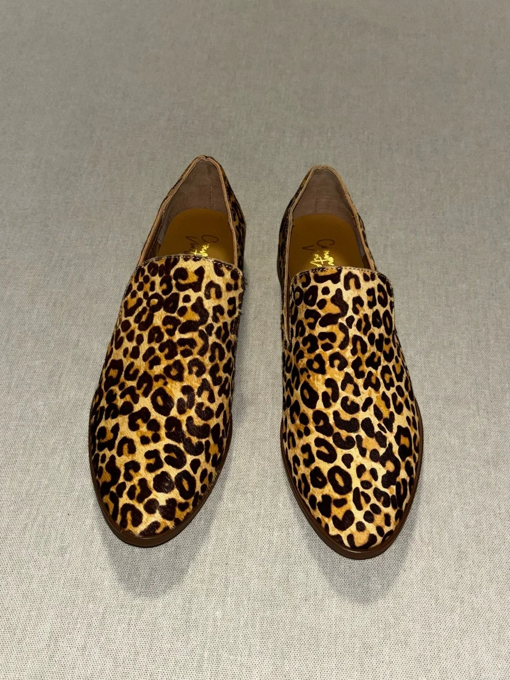 New Never Worn Crown Vintage Leopard Print Carla Loafer- 100% Cow Fur